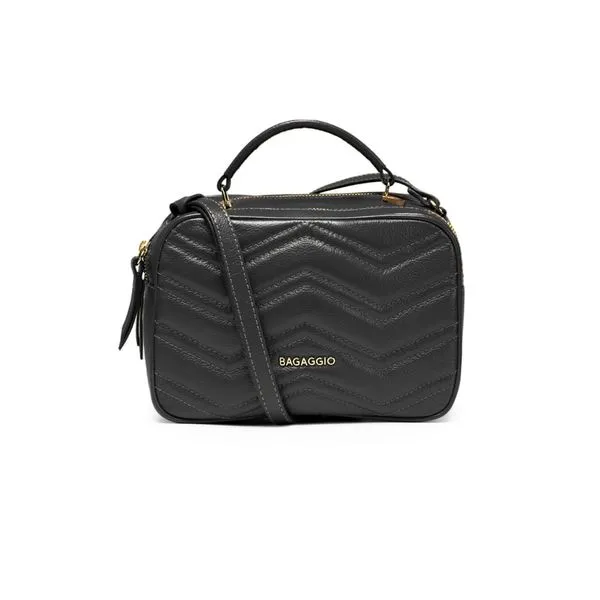 Bolsa Transversal Feminina de Couro Média Zig Zag Matelassê Preta 0280801458001