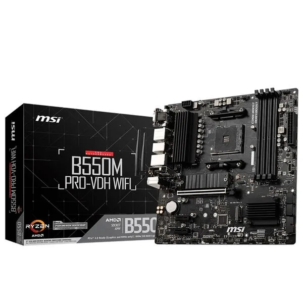 Placa Mãe MSI Micro ATX para AMD AM4 B550 PRO-VDH WIFI