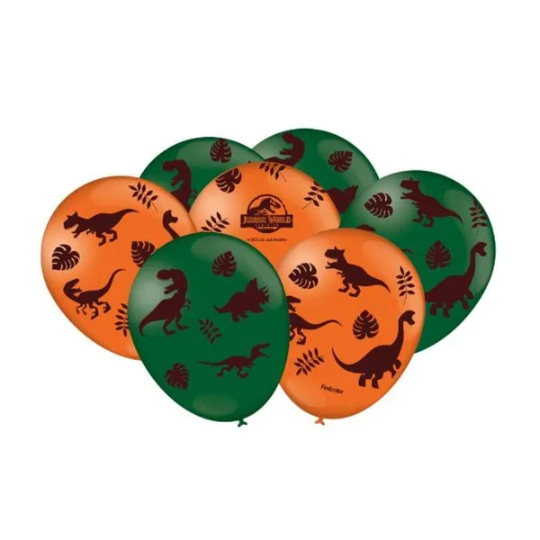 Balão Redondo 9" Festcolor Especial Jurassic Play 25 Unidades 23cm Verde E Laranja (MP)