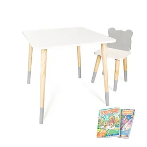 Kit Mesa e Cadeira Infantil Urso G Cinza