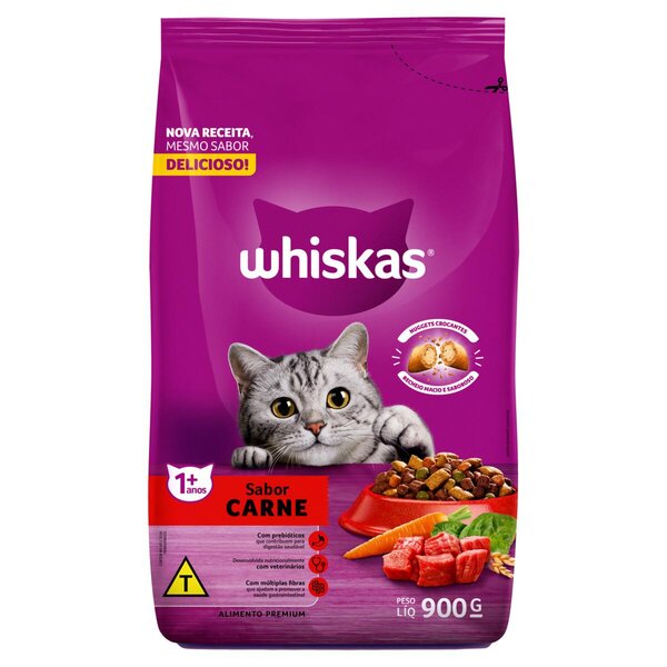 Ração Whiskas 900g Carne RACAO WHISKAS 900G CARNE