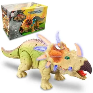 Dinossauro Elétrico Tricerátops Com Movimento Luz Leds E Som
