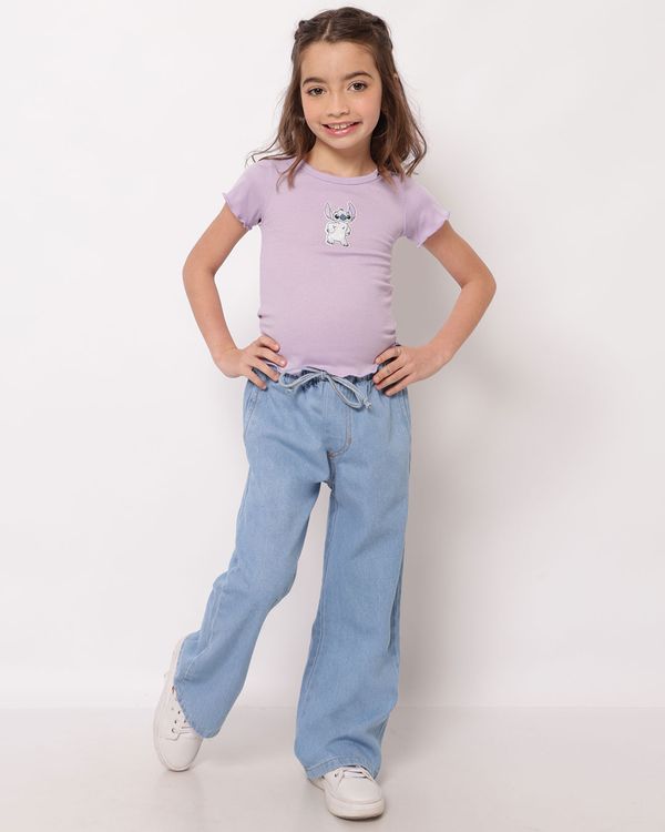 Calça Jeans Infantil Wide Leg com Cordão Azul 8
