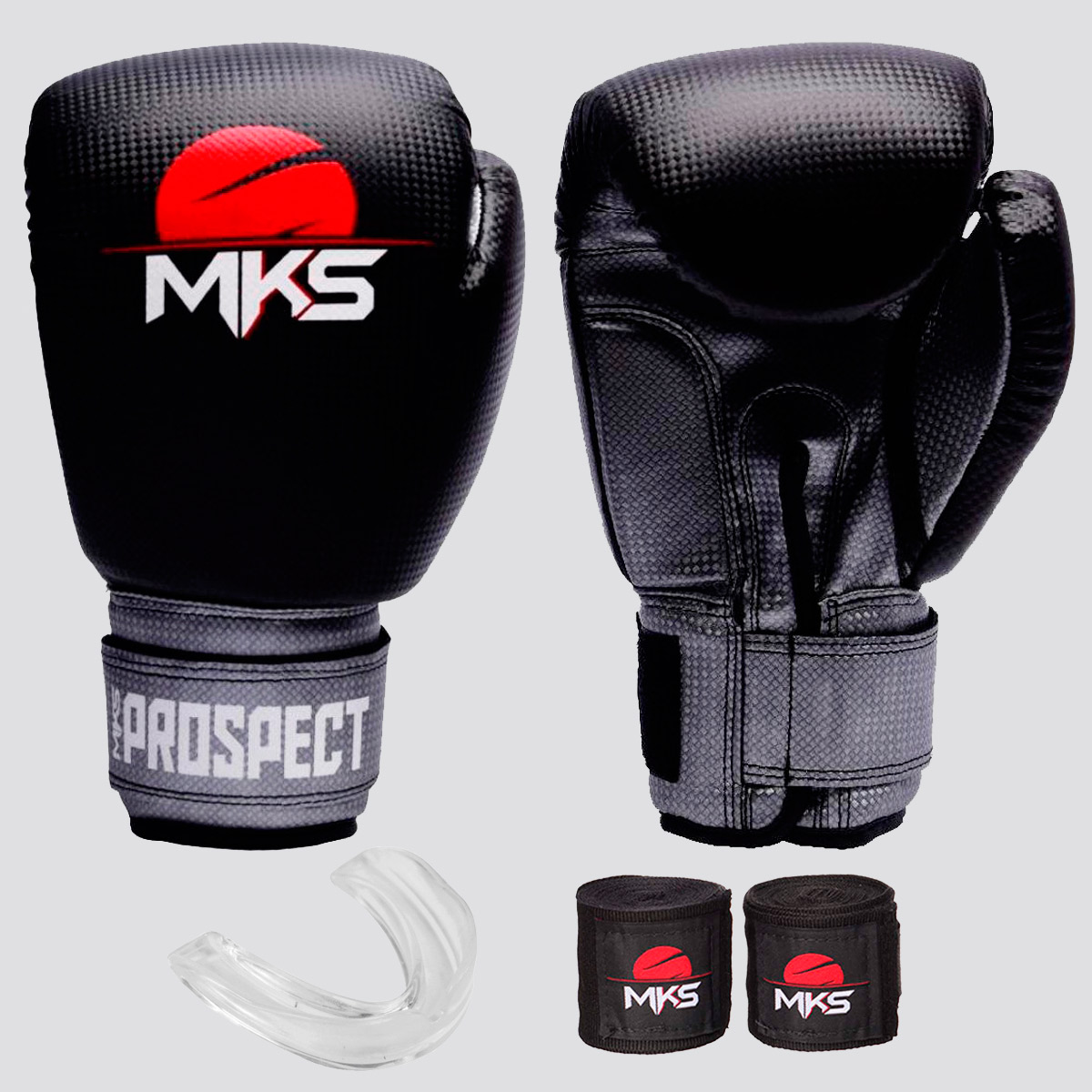 Kit de Luva de Boxe com Bandagem e Bucal MKS