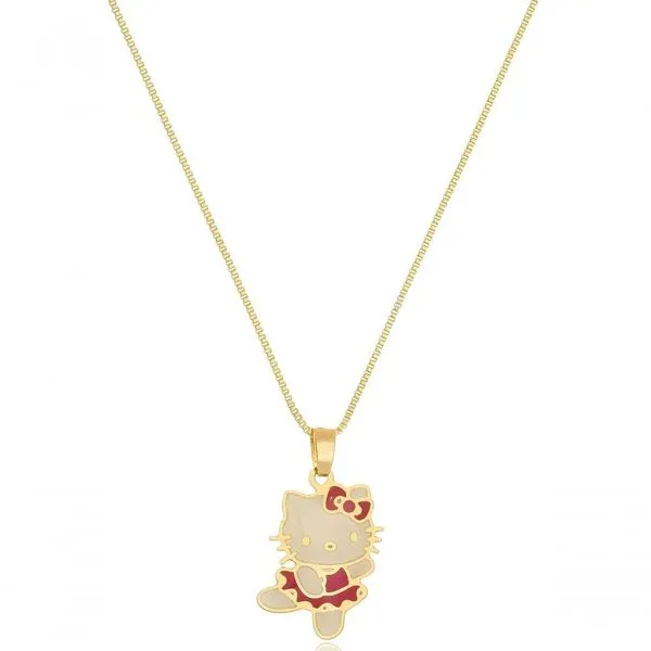 Colar Floratta Joias Hello Kitty [F027] Banhado em Ouro 18k Personalizado Hipoalergênico Níquel Free Feminino Colar Floratta Joias Hello Kitty [F027] Banhado em Ouro 18k Personalizado Hipoalergênico Feminino