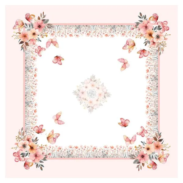 Guardanapo 100% Poliéster Estampa Borboletas Rosa 45x45cm GNP5972 - Nsw