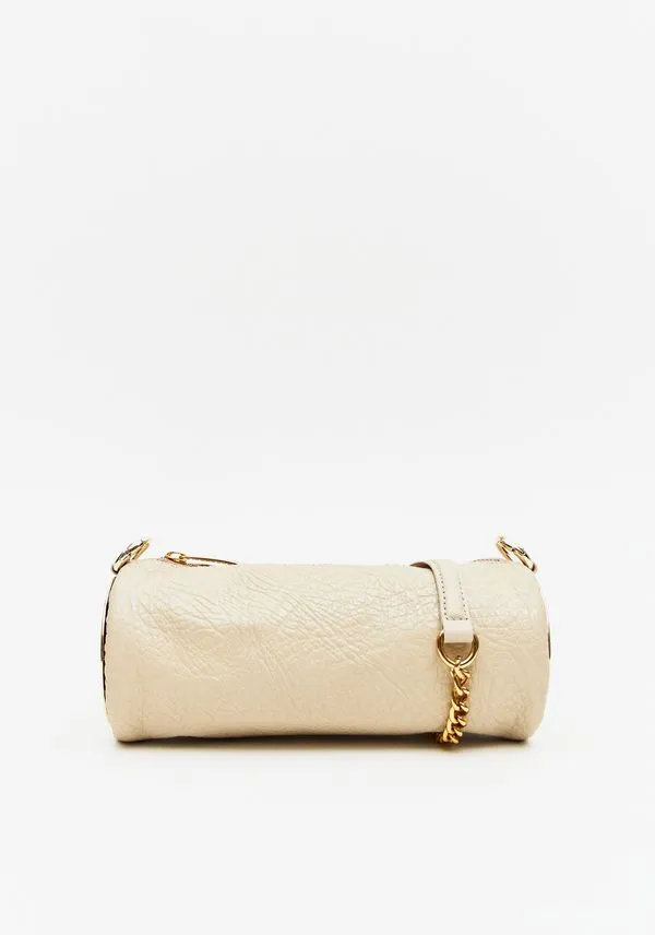 Bolsa Shoulder Couro Com Metal Lateral Bege U