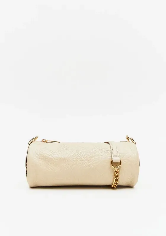 Bolsa Shoulder Couro Com Metal Lateral Bege U