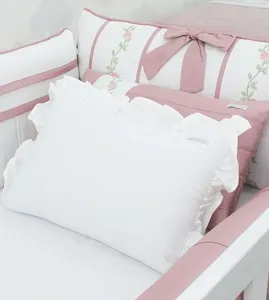 Kit de Berço Rosas 400 Fios com 6 Peças Rosa