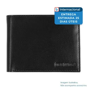 Carteira Steve Madden Slim Dobrável Couro Preto A-MBI