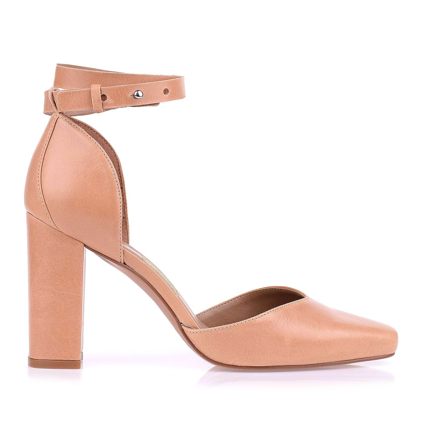 Scarpin Salto Alto Couro Tan