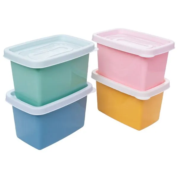 Kit Potes Clic Retangular Plástico 430ml 4 Peças18277 - Plasútil