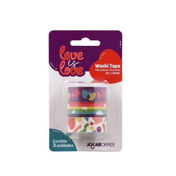 Fita Washi Tape Love Is Love Abstrato 3m 3 Unidades