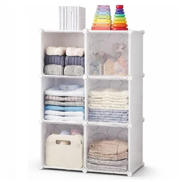 Armário Modular Multiuso 6 Portas Com Estante E Organizador De Brinquedos