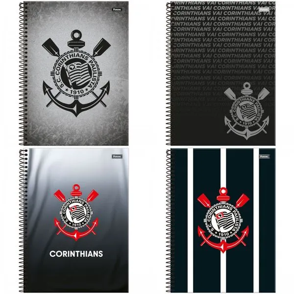 Caderno Universitário Espiral Capa Dura Corinthians 1 Matéria 80 Folhas 3388750 - Foroni