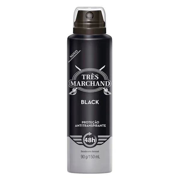 Desodorante Aerossol Antitranspirante Très Marchand Masculino Black 150ml