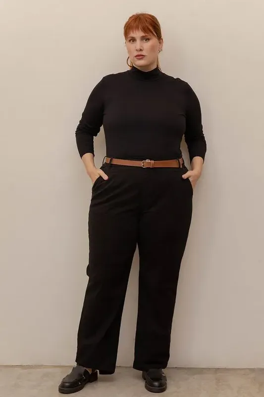 Calça Alfaitaria com Cinto Plus Size Preto-50