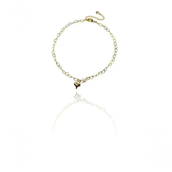 Tornozeleira Floratta Joias Corrente de Coração com Pingente Metal Banhado em Ouro 18K Dourado Feminino Tornozeleira Floratta Joias Corrente de Coração Pingente Metal Ouro 18K Dourado