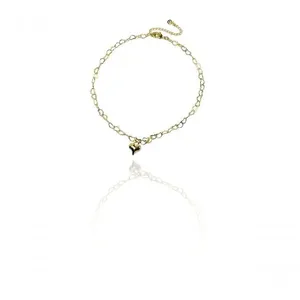 Tornozeleira Floratta Joias Corrente de Coração com Pingente Metal Banhado em Ouro 18K Dourado Feminino Tornozeleira Floratta Joias Corrente de Coração Pingente Metal Ouro 18K Dourado