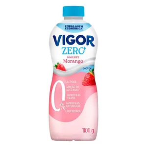 Iogurte Desnatado Morango Zero Lactose Vigor Zero+ Garrafa 1100g Embalagem Econômica