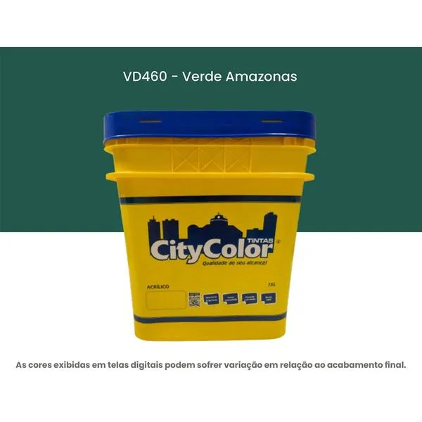 Tinta Acrílica Citycolor Econômica Fosca 15L Verde Amazonas (MP)