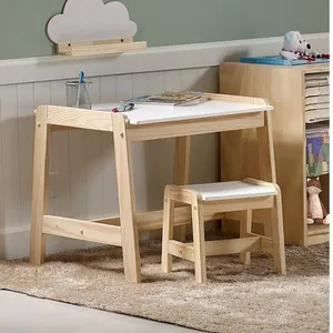 Conjunto Infantil Mesa com 1 Banqueta Castelo Casatema Branco / Natural