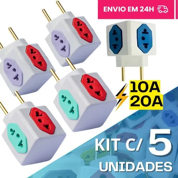 Adaptador de Tomada Kit com 5 Benjamin Cubo 10A 20A Compatível Padrão Antigo e Novo Resistente Colorida OEM Adaptador de Tomada Kit com 5 Benjamin Cubo 10A 20A Compatível Padrão Antigo e Novo Colorida OEM
