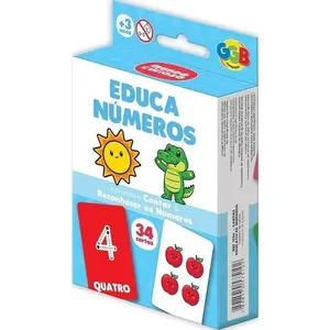 Jogo de Cartas Educativo Educa Números 34 Cartas Coloridas para Crianças GGB Plast Jogo de Cartas Educativo Educa Números 34 Cartas Coloridas GGB Plast