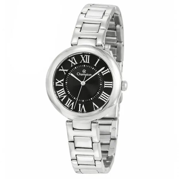 Relógio Champion Feminino Analógico Quartz Cf26151t Aço Inox Pulseira Prata Mostrador Preto Relógio Champion Feminino Cf26151t Analógico Quartz Caixa Aço Inox Prata Mostrador Preto