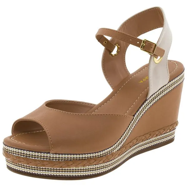 Sandália Feminina Anabela Via Scarpa - 129811342 BEGE 36