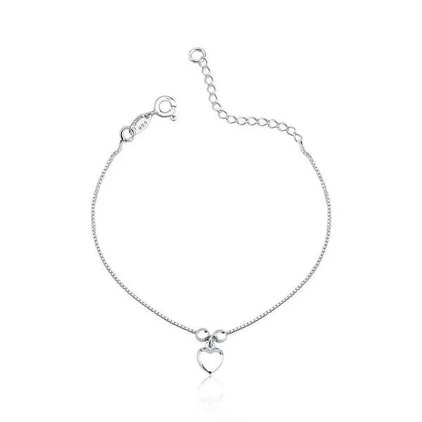 Tornozeleira Bolas 3mm Coração Prata 925 - 25cm