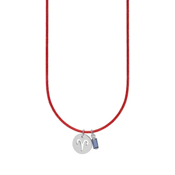 Colar de Signo Áries Vermelho com Zircônia e Aço Vermelho Ajustável