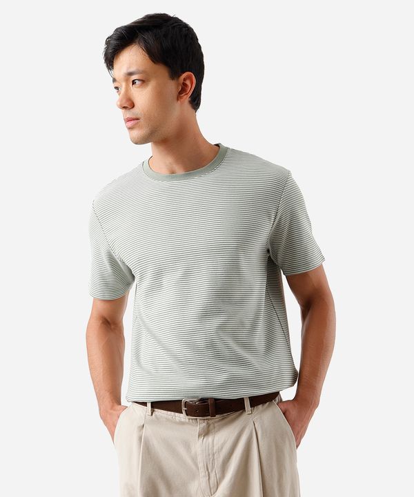 camiseta masculina com algodão manga curta listrada verde G
