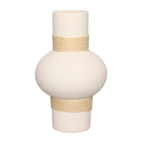 Vaso Duplo Mikonos Sisal Cerâmica 14x23,5cm VASO090 - Hauskraft