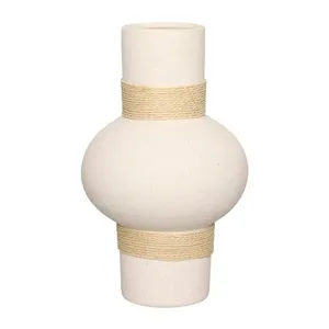 Vaso Duplo Mikonos Sisal Cerâmica 14x23,5cm VASO090 - Hauskraft