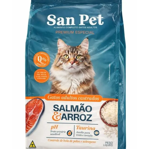 Ração Gatos Adultos Castrados San Pet Salmão 1kg (MP)