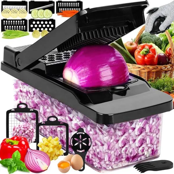 Cortador e Fatiador de Legumes Lovfe Multifuncional Preto FP022 E-BI