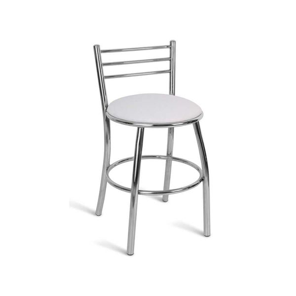 Banqueta Napoles 50cm Cromada com Assento Branco Metal Show