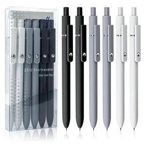 Conjunto 6 canetas em gel UIXJODO preto, branco, cinza e prata ponta fina 0,5 mm tinta preta