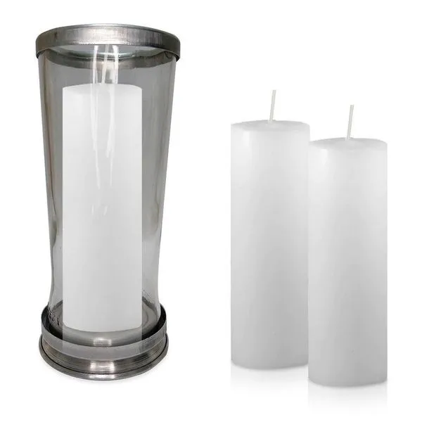 Kit Copo Suporte Vidro Para Vela + 3 Velas Votivas 7 Dias Branca 250g