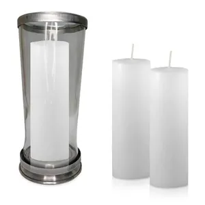 Kit Copo Suporte Vidro Para Vela + 3 Velas Votivas 7 Dias Branca 250g