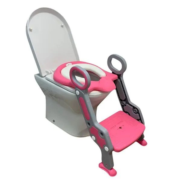 Assento Redutor Vaso Sanitário Com Degrau Rosa Cinza Love