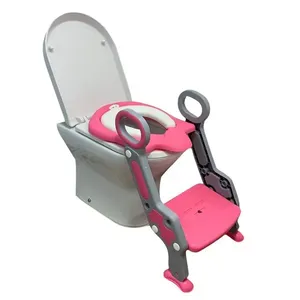 Assento Redutor Vaso Sanitário Com Degrau Rosa Cinza Love