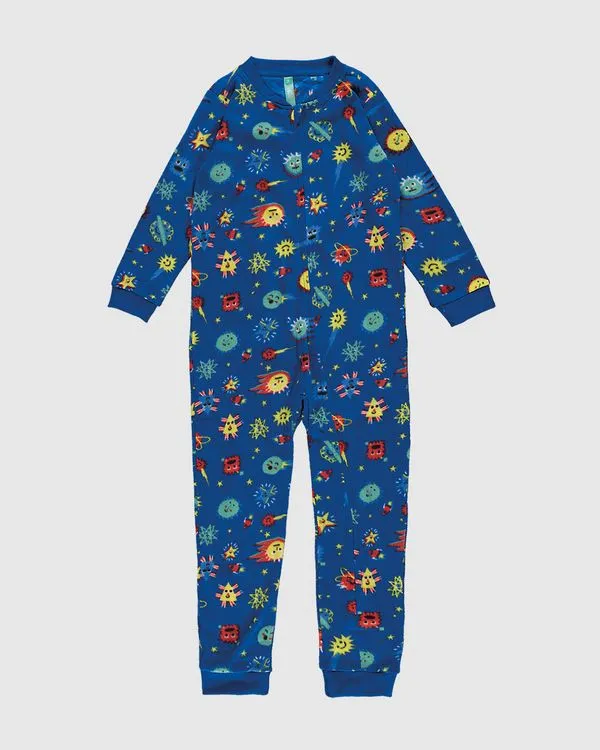 Pijama Macacão Infantil Unissex Estampado Em Soft Malwee Kids Azul - 3