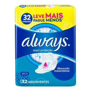 Absorvente Always Maxi Proteção Seca com Abas 32 Unidades