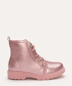 bota coturno molekinha infantil metalizada rosa 35