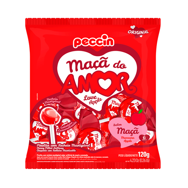 Pirulito Maçã do Amor Peccin Sabor Maçã 120g