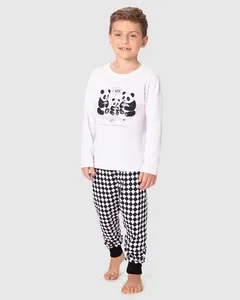Pijama Infantil Menino Camiseta Manga Longa E Calça Estampada Malwee Kids Branco - 10