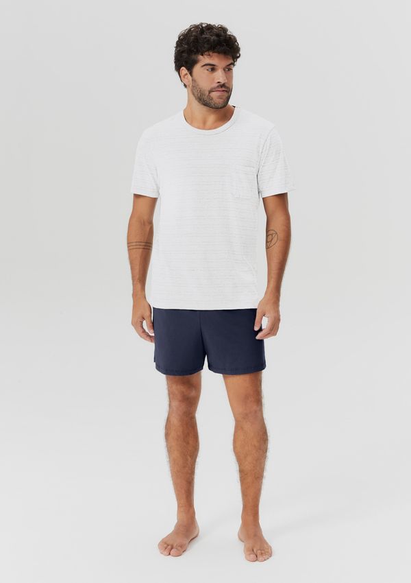 Pijama Curto Masculino Fio Tinto Listrado - Off white XG