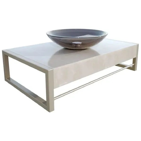 Lavabo Atenas 19240 com Tampo em Porcelanato e Cuba de Vidro Bronze para Banheiro Crismetal Lavabo Atenas 19240 com Tampo em Porcelanato e Cuba de Vidro Bronze Crismetal